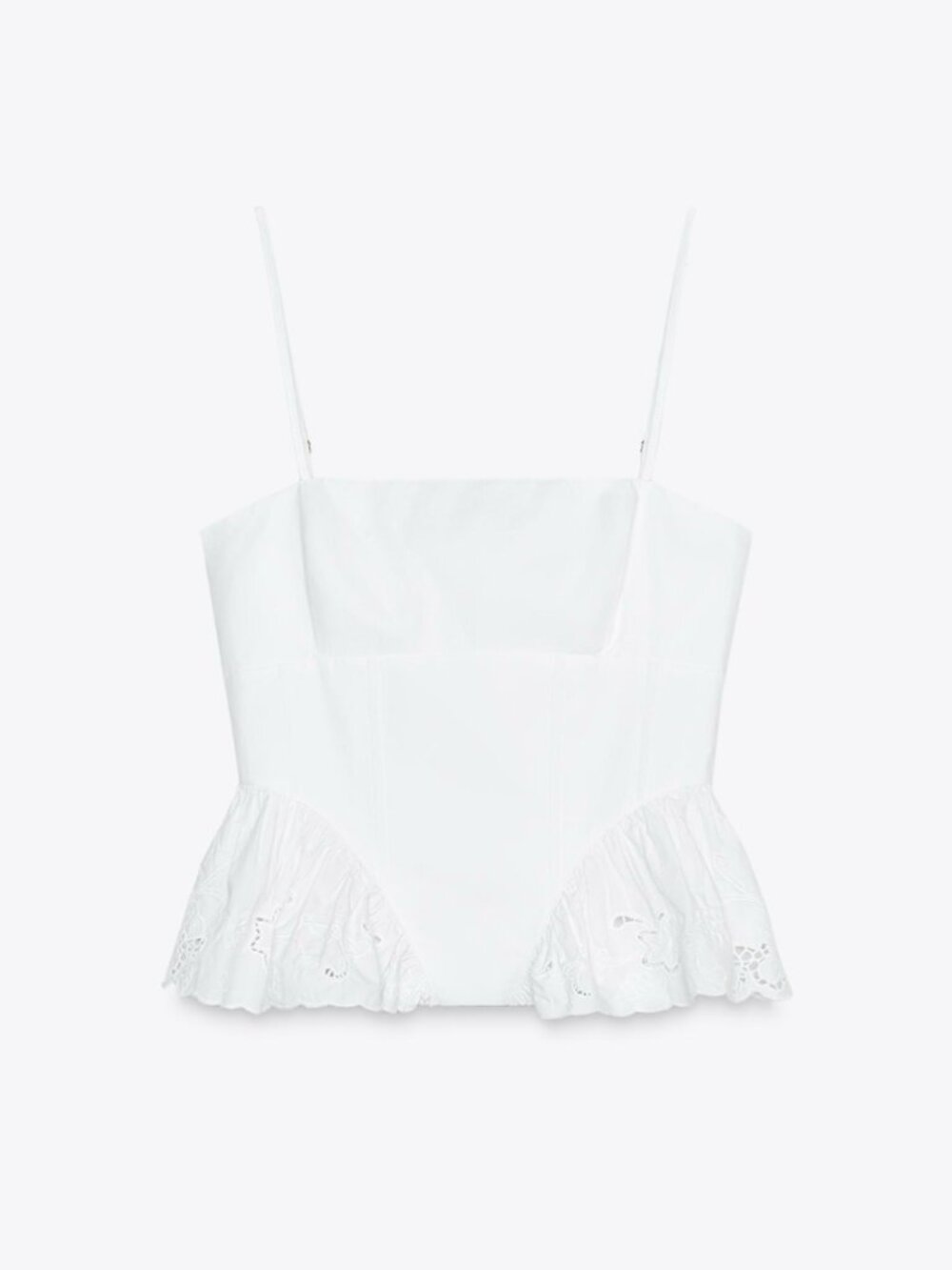 Zara Poplin Corset Top - White